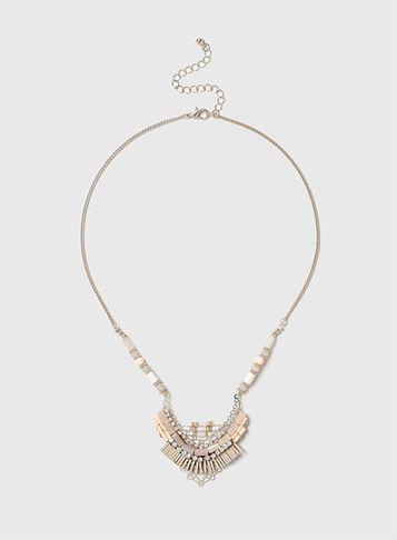 Dorothy Perkins Gold Beaded Fan Necklace