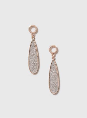 Dorothy Perkins Glitter Oval Drop Earrings
