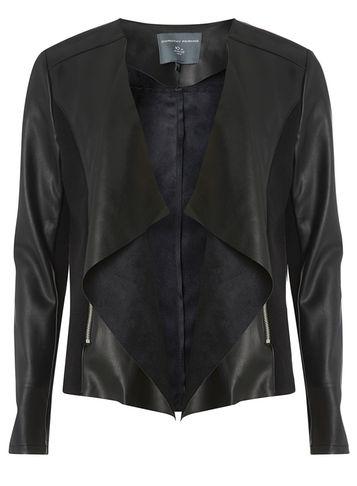 Dorothy Perkins *tall Black Waterfall Pu Jacket