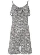 Dorothy Perkins Black And White Animal Print Frill Strappy Playsuit