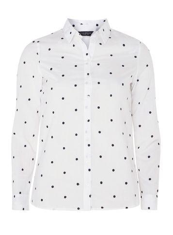 Dorothy Perkins Ivory Polka Dot Embroidered Shirt