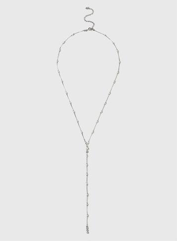 Dorothy Perkins Silver Fine Pearl Lariat Necklace