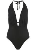 Dorothy Perkins *tall Black Plunge Swimsuit