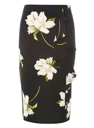 Dorothy Perkins Black Lily Print Pencil Skirt