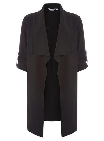 Dorothy Perkins Petite Black Waterfall Duster Jacket