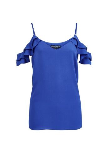 Dorothy Perkins Cobalt Ruffle Cold Shoulder Top