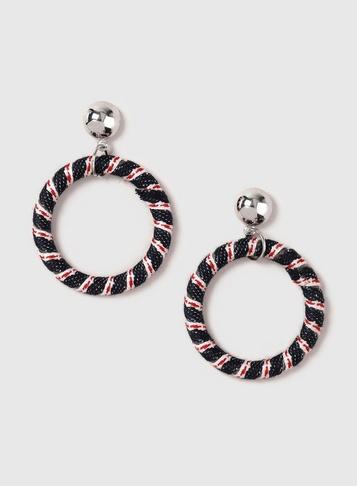 Dorothy Perkins Navy Fabric Hoop Earrings