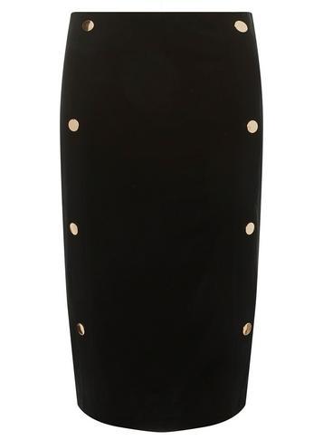 Dorothy Perkins Black Gold Button Side Pencil Skirt