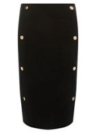 Dorothy Perkins Black Gold Button Side Pencil Skirt