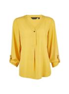 Dorothy Perkins Yellow Button Roll Sleeve Top