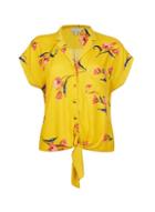 Dorothy Perkins Petite Yellow Floral Print Tie Blouse