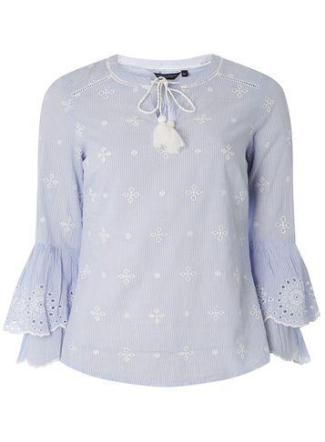 Dorothy Perkins Chambray Broderie Boho Top