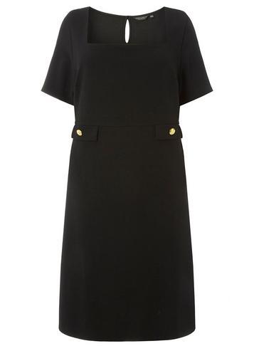 Dorothy Perkins *dp Curve Black Button Pocket Fit And Flare Dress