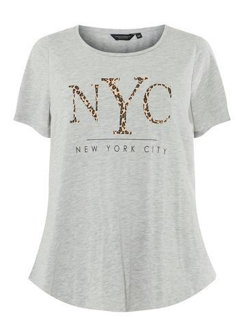 Dorothy Perkins *dp Curve Grey Nyc Leopard Motif T-shirt