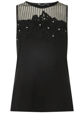 Dorothy Perkins Black Mesh Embellished Shell Top