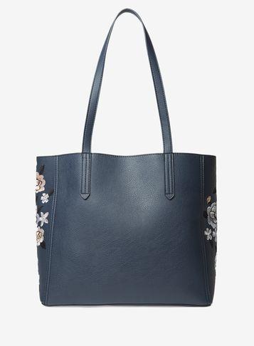 Dorothy Perkins Navy Embroidered Side Shopper Bag