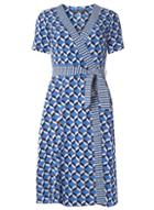 Dorothy Perkins Blue Geometric Print Wrap Dress