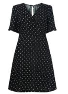 Dorothy Perkins Dp Curve Black Spotted Ruffle Back Fit And Flare Dress