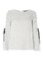 Dorothy Perkins White Spotted Ruched Cold Shoulder Top