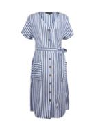 Dorothy Perkins Blue Stripe Print Linen Midi Dress