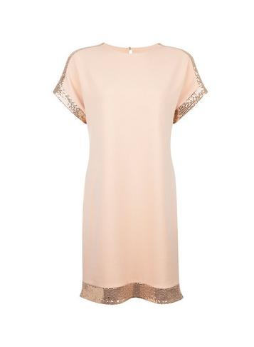 Dorothy Perkins Honey Blush Embellished Shoulder Shift Dress