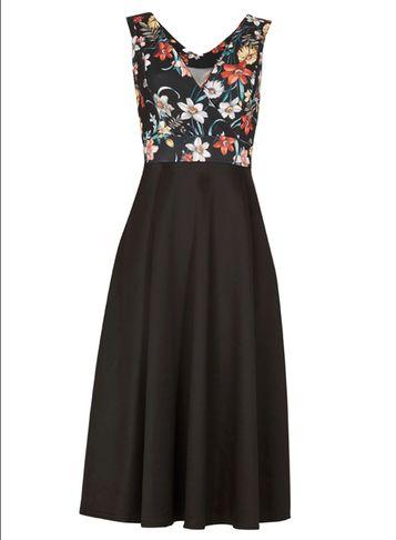 Dorothy Perkins *feverfish Black Retro Contrast Fit And Flare Dress