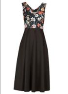 Dorothy Perkins *feverfish Black Retro Contrast Fit And Flare Dress