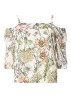Dorothy Perkins Petite White Floral Cold Shoulder Top