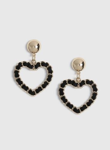 Dorothy Perkins Black Weaved Heart Earrings