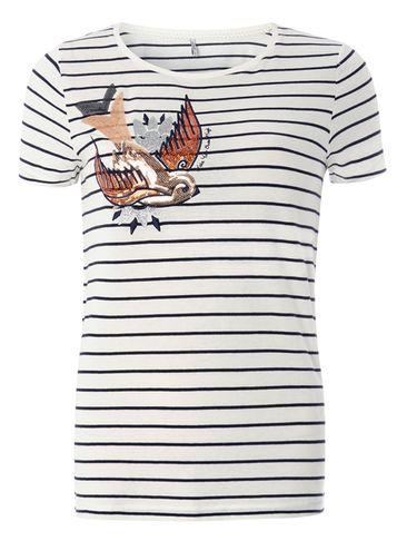 Dorothy Perkins *only White Stripe Bird Print T-shirt