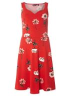 Dorothy Perkins *tall Red Sleeveless Floral Print Skater Dress