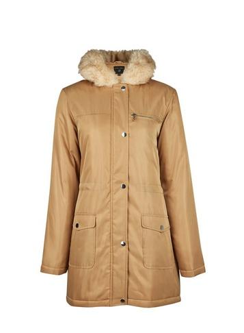 Dorothy Perkins Camel Faux Fur Hood Parka Coat