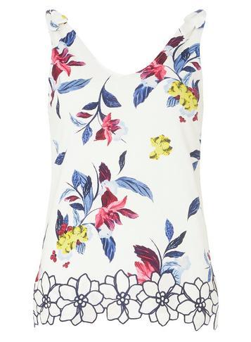 Dorothy Perkins Ivory Floral Print Tie Shoulder Vest