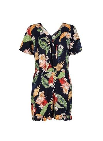 Dorothy Perkins Navy Tropical Floral Print Playsuit