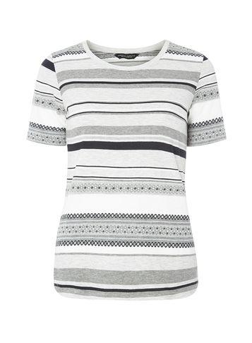Dorothy Perkins Grey Stripe Jacquard Tee