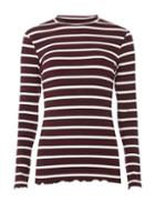 Dorothy Perkins Berry Stripe Ribbed High Neck Top