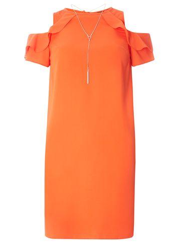 Dorothy Perkins Coral Necklace Trim Shift Dress
