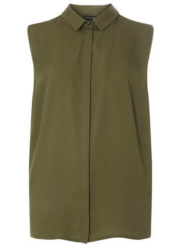 Dorothy Perkins *dp Curve Khaki Sleeveless Shirt