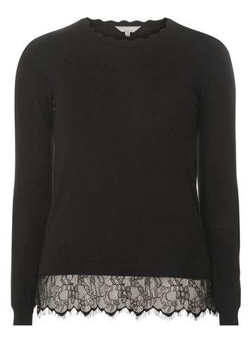 Dorothy Perkins Petite Black Lace Hem Jumper
