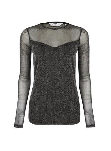 Dorothy Perkins *tall Black Glitter Mesh Top