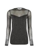 Dorothy Perkins *tall Black Glitter Mesh Top