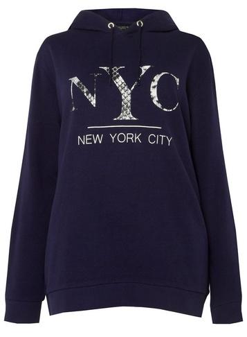Dorothy Perkins *dp Curve Navy Nyc Hoodie