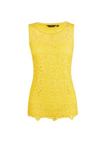 Dorothy Perkins Yellow Floral Lace Shell Top