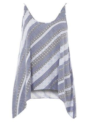 Dorothy Perkins Blue Stripe Hanky Hem Top