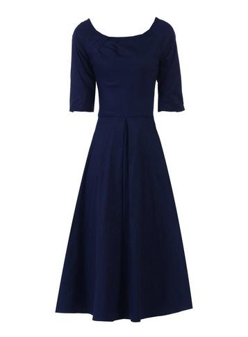 *jolie Moi Navy Scoop Neckline Skater Dress