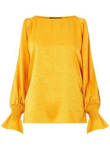Dorothy Perkins Yellow Jacquard Fluted Cold Shoulder Top