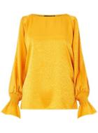 Dorothy Perkins Yellow Jacquard Fluted Cold Shoulder Top