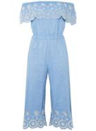 Dorothy Perkins Chambray Frill Bardot Jumpsuit