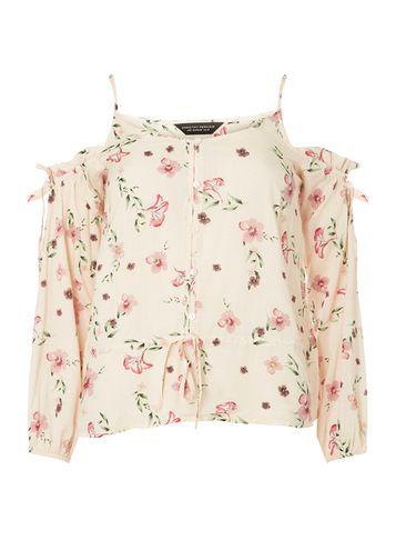 Dorothy Perkins Blush Floral Print Cold Shoulder Top
