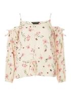 Dorothy Perkins Blush Floral Print Cold Shoulder Top